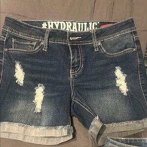 Hydraulic Blue Distressed Jean Shorts